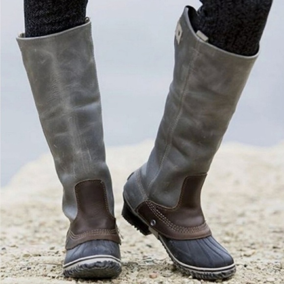 Sorel Women's Slimpack Tall Gray and Brown Winter Boots - Picture 2 of 13